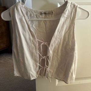 Abercrombie & Fitch Cream Lace-Up Crop Top